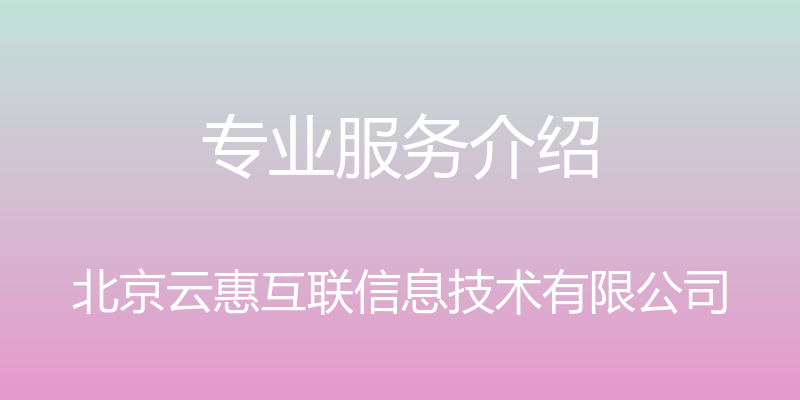 专业服务介绍 - 北京云惠互联信息技术有限公司