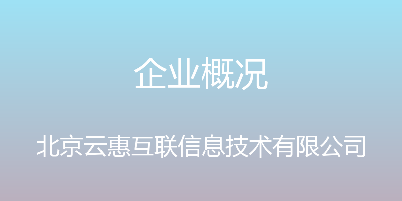 企业概况 - 北京云惠互联信息技术有限公司